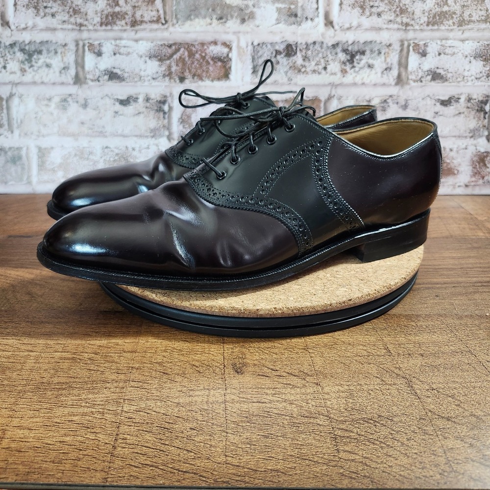 Johnston & Murphy Saddle Burgundy Leather Oxford Shoes Mens Size 13 B